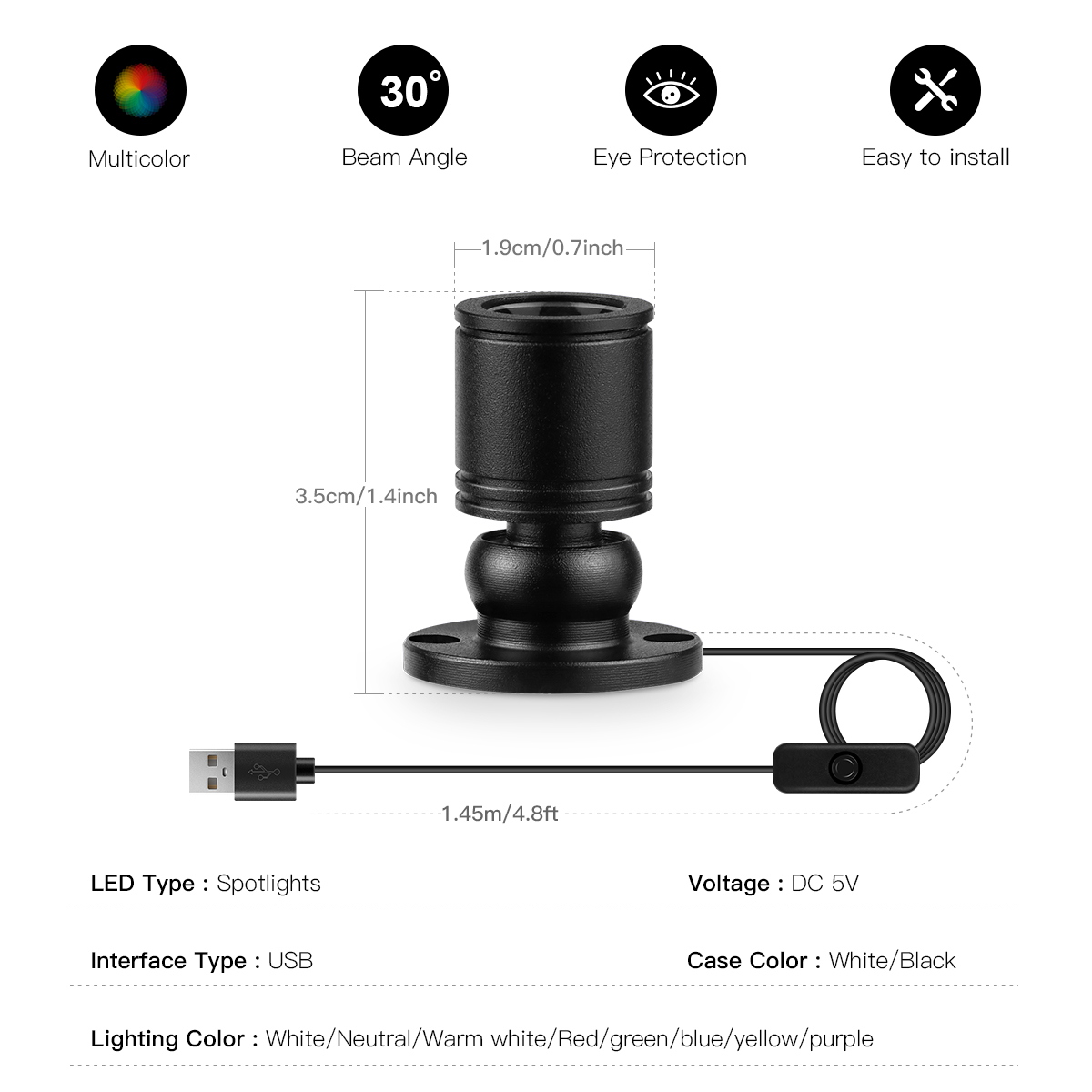 8 colori Mini Spot Light 1W La - Model Kit Display Case recensione e prezzo